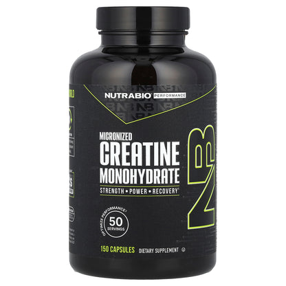 NutraBio, Performance, Micronized Creatine Monohydrate, 150 Capsules (833 mg per Capsule)