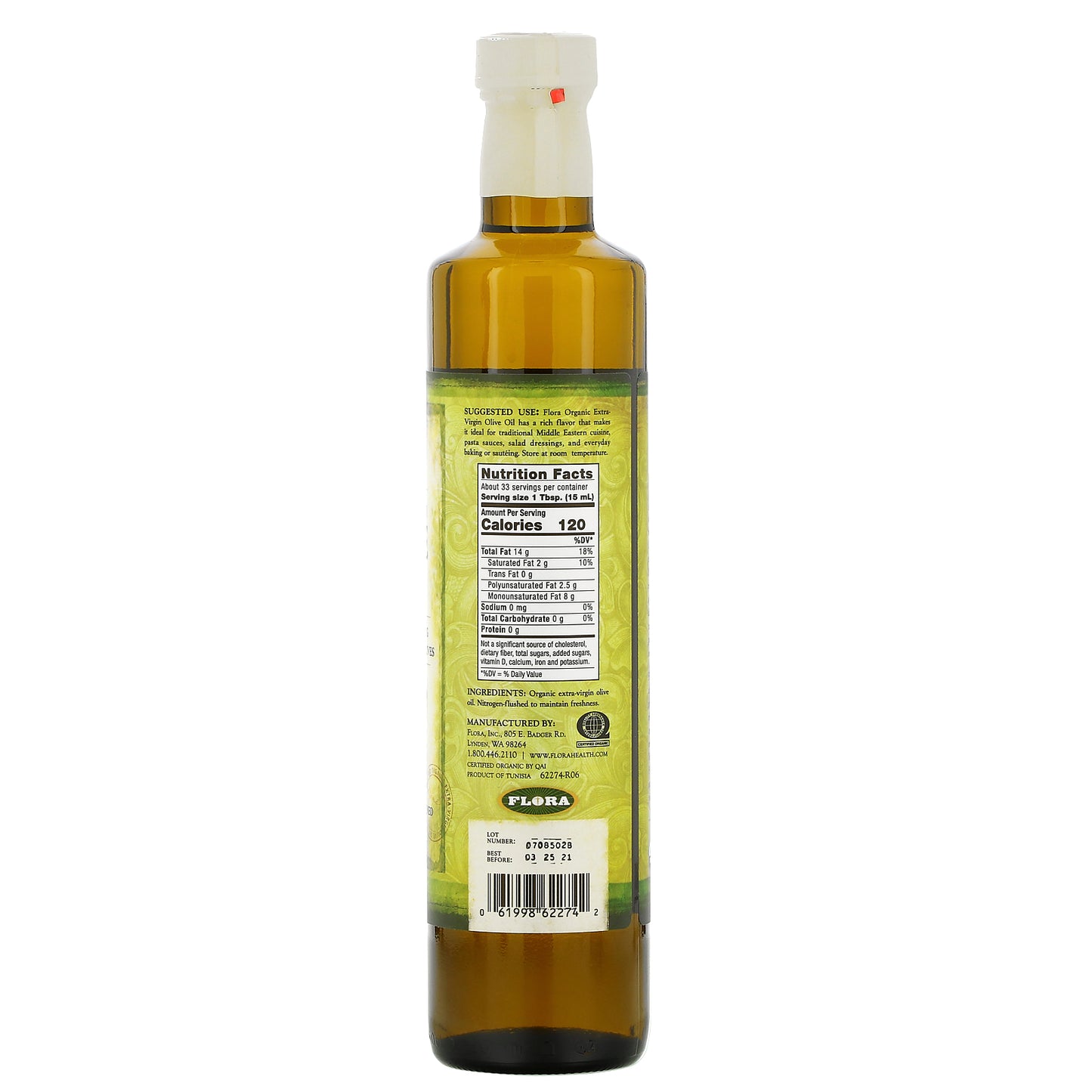 Flora, Organic Extra Virgin Olive Oil, 17 fl oz (500 ml)