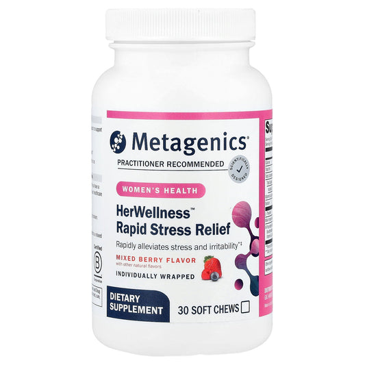 Metagenics, HerWellness™ Rapid Stress Relief, Mixed Berry, 30 Soft Chews