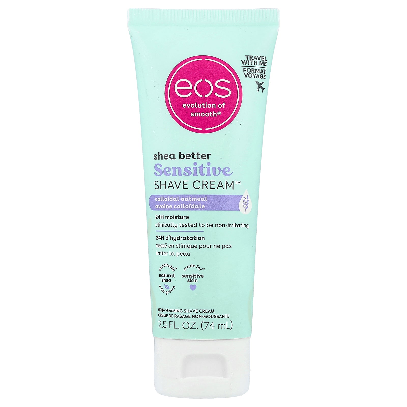 EOS, Shea Better Sensitive Shave Cream™, Colloidal Oatmeal, 2.5 fl oz (74 ml)