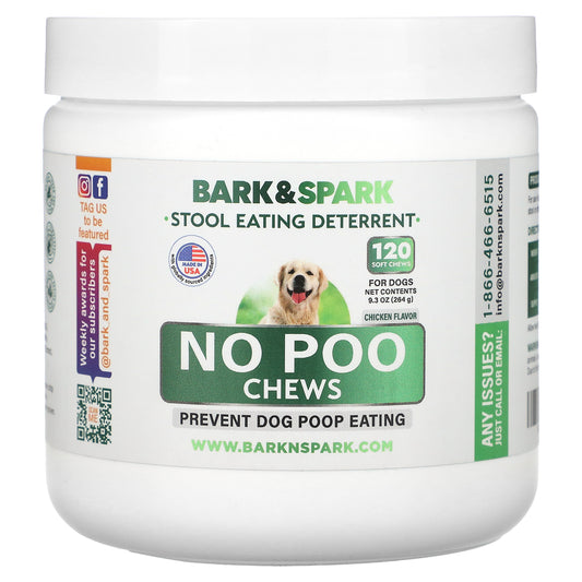 Bark&Spark, No Poo Chews, For Dogs, Chicken , 120 Soft Chews, 9.3 oz (264 g)