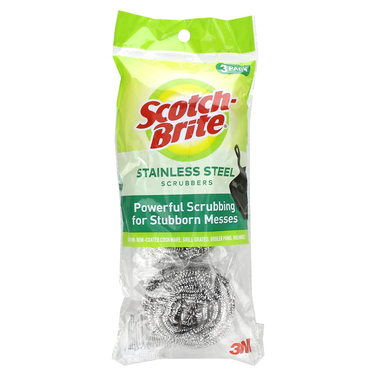 Scotch-Brite, Stainless Steel Scrubbers, 3 Scrubbers