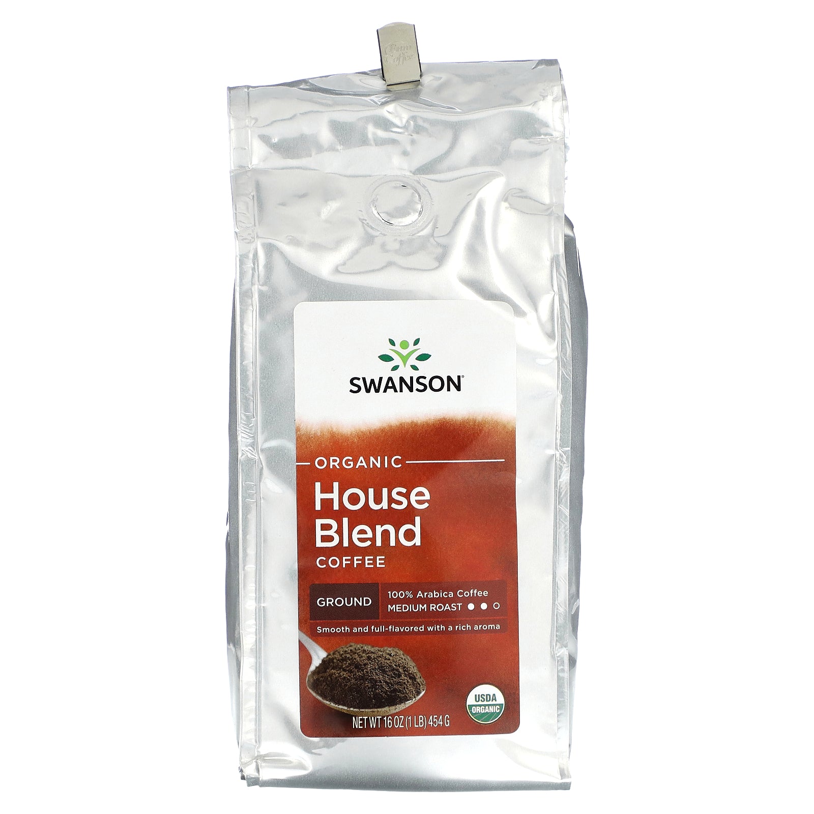 Swanson, Organic House Blend Coffee, Ground, Medium Roast, 1 lb (454 g)