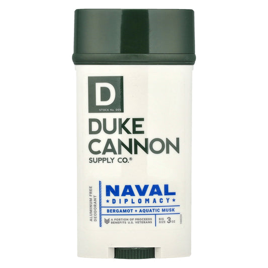 Duke Cannon Supply Co., Aluminum Free Deodorant, Naval Diplomacy, Bergamot + Aquatic Musk, 3 oz (85 g)