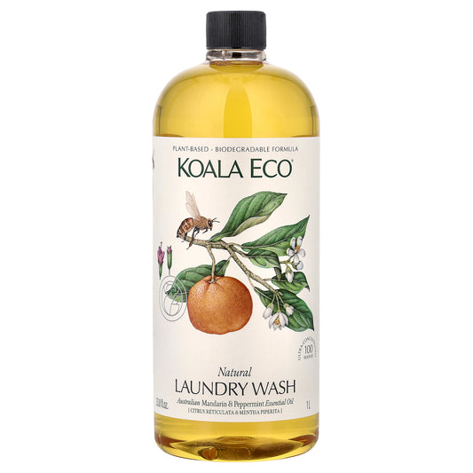 Koala Eco, Natural Laundry Wash, Australian Mandarin & Peppermint Essential Oil, 33.8 fl oz (1 l)