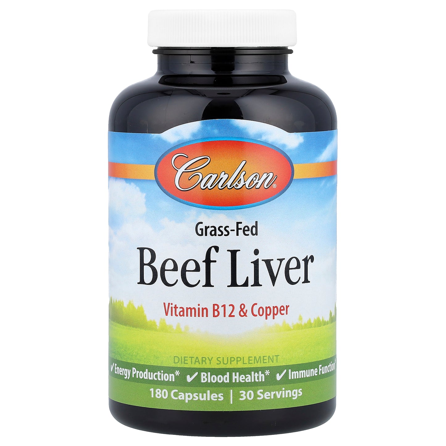 Carlson, Grass-Fed Beef Liver, 180 Capsules