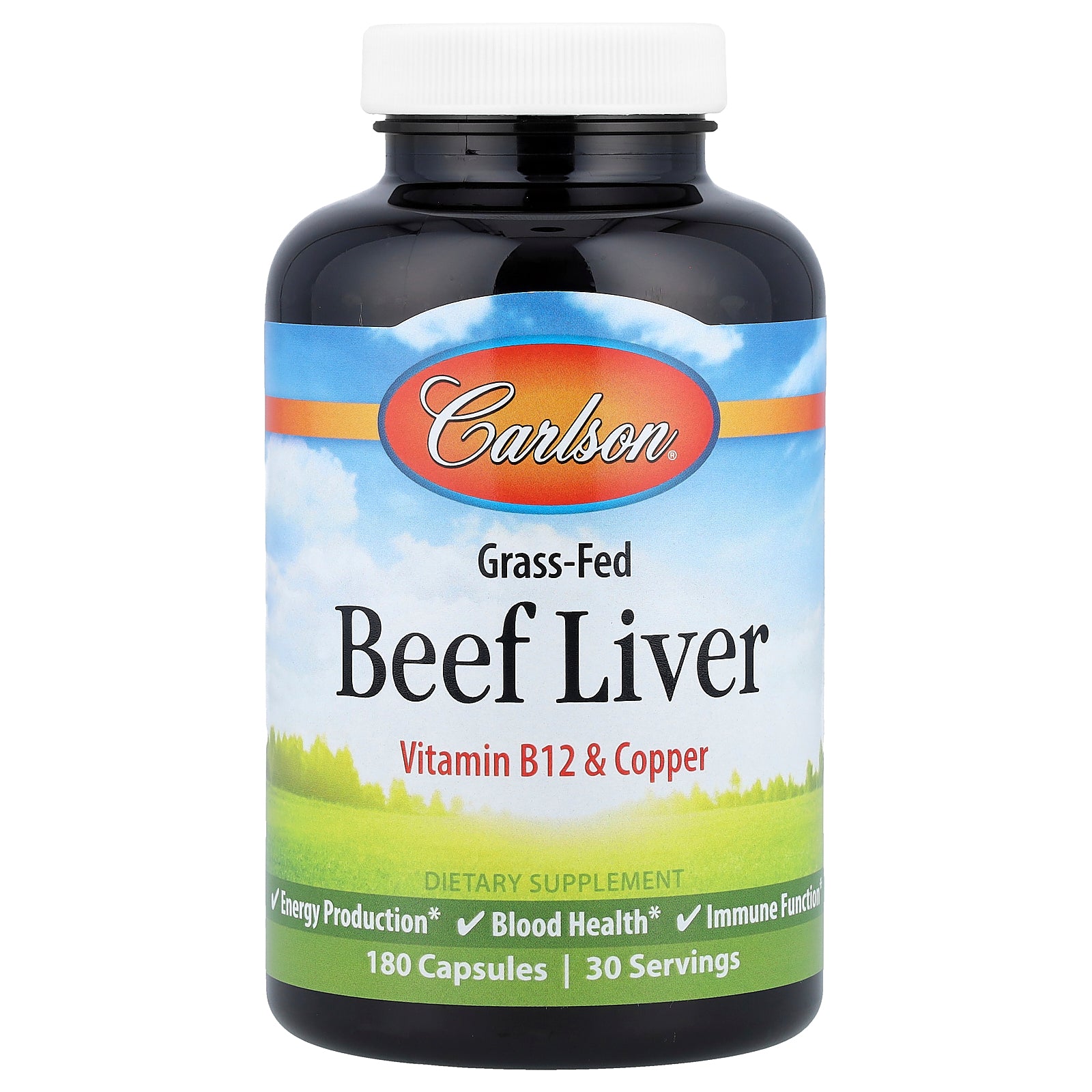 Carlson, Grass-Fed Beef Liver, 180 Capsules