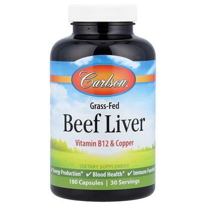 Carlson, Grass-Fed Beef Liver, 180 Capsules