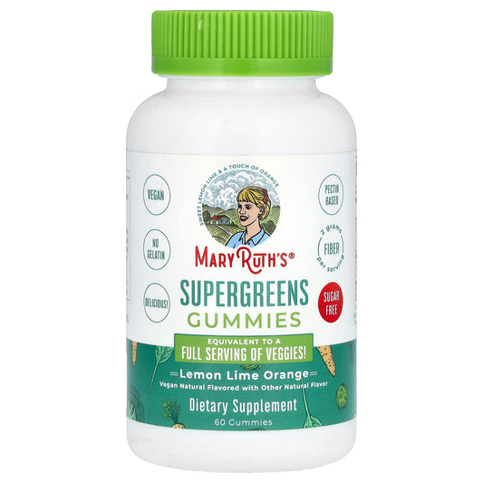 MaryRuth's, Supergreens Gummies, Sugar Free, Lemon Lime Orange, 60 Gummies