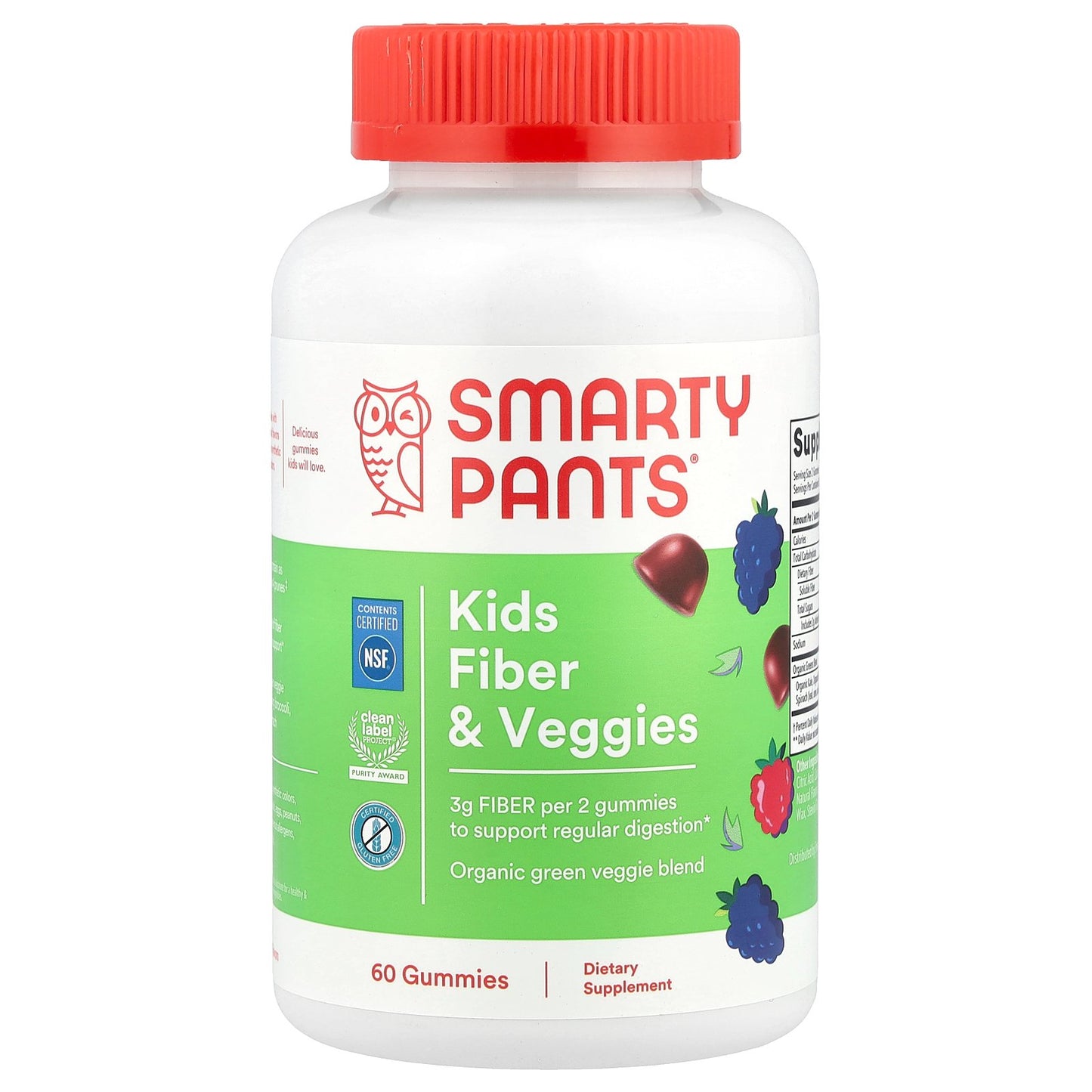 SmartyPants, Kids Fiber & Veggies Gummies, Mixed Berry, 60 Gummies