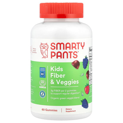SmartyPants, Kids Fiber & Veggies Gummies, Mixed Berry, 60 Gummies