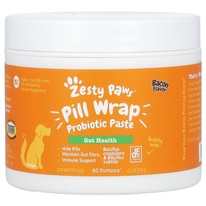 Zesty Paws, Pill Wrap Probiotic Paste, For Dogs, All Ages, Bacon, 4.2 oz (120 g)