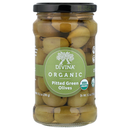 Divina, Organic Pitted Green Olives, 5.3 oz (150 g)
