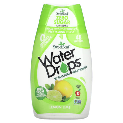 SweetLeaf Stevia, Water Drops, Delicious Stevia Water Enhancer, Lemon Lime, 1.62 fl oz (48 ml)