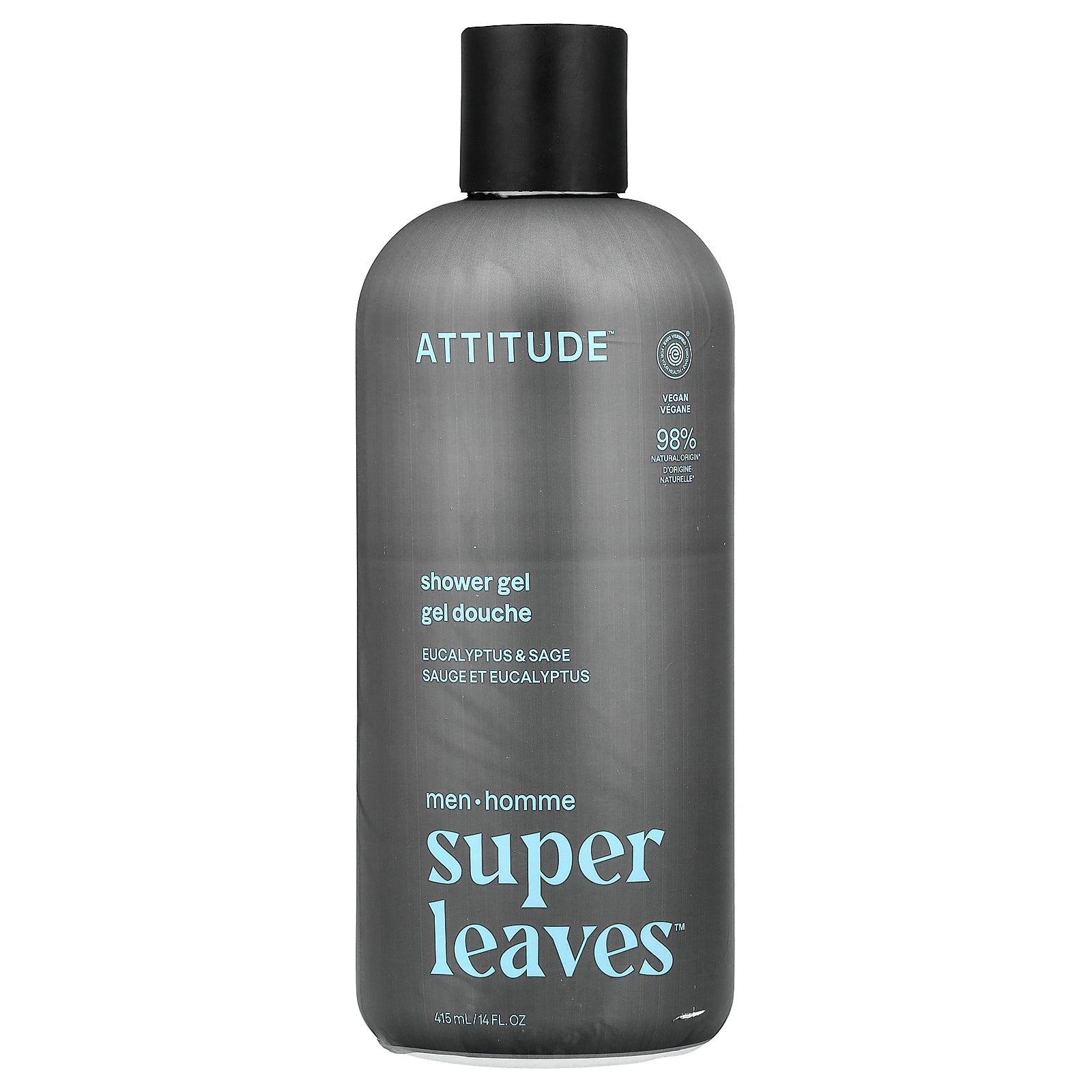 ATTITUDE, Super Leaves™, Shower Gel, For Men, Eucalyptus & Sage, 14 fl oz (415 ml)