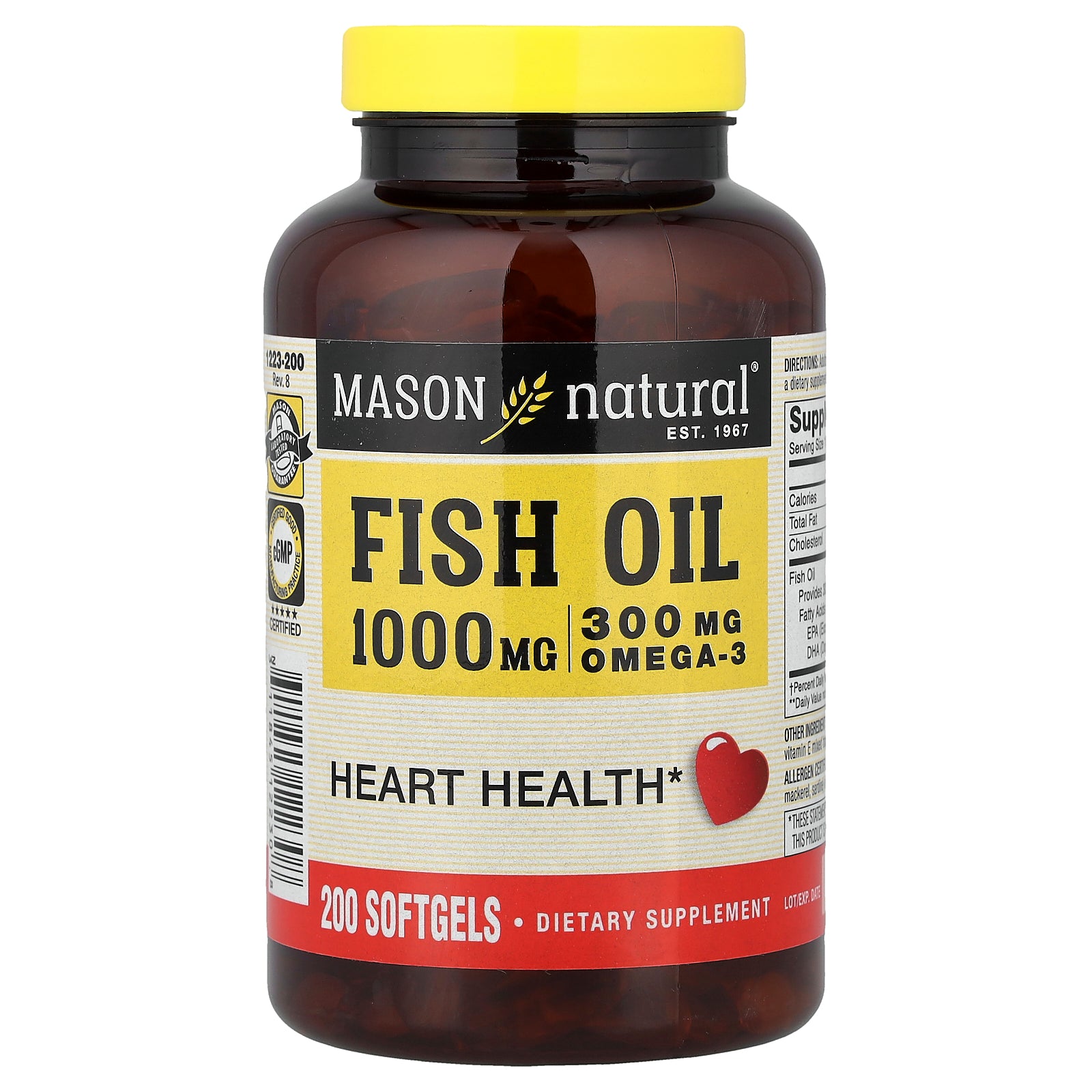 Mason Natural, Fish Oil, 1,000 mg, 200 Softgels