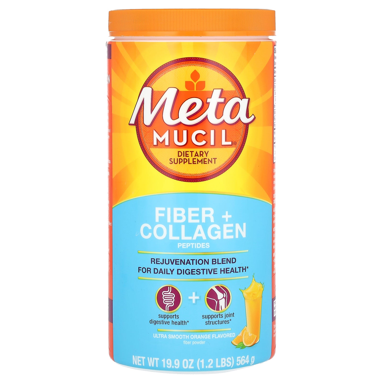 Metamucil, Fiber + Collagen Peptides, Ultra Smooth Orange, 19.9 oz (564 g)