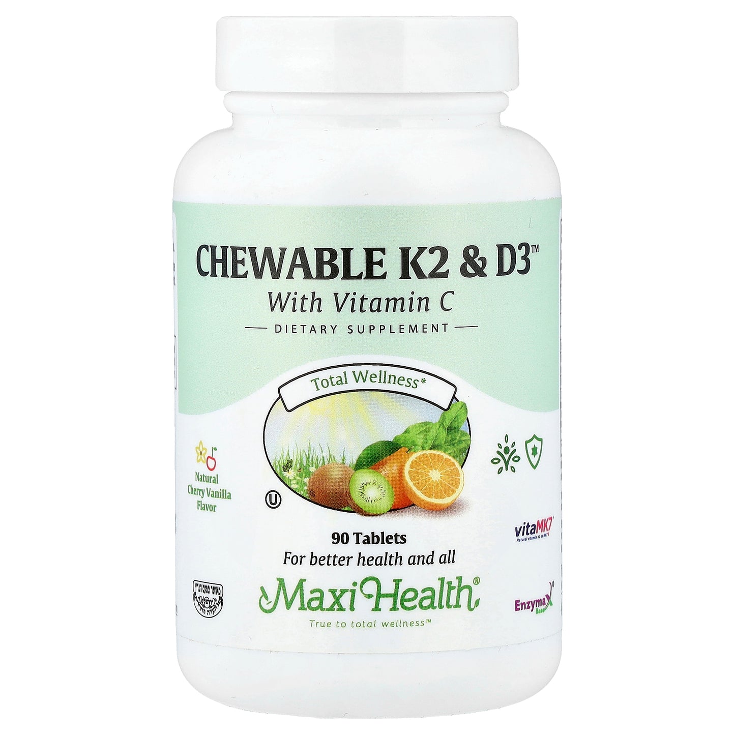 Maxi Health, Chewable K2 & D3™, Natural Cherry Vanilla, 90 Tablets