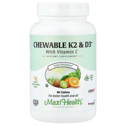 Maxi Health, Chewable K2 & D3™, Natural Cherry Vanilla, 90 Tablets