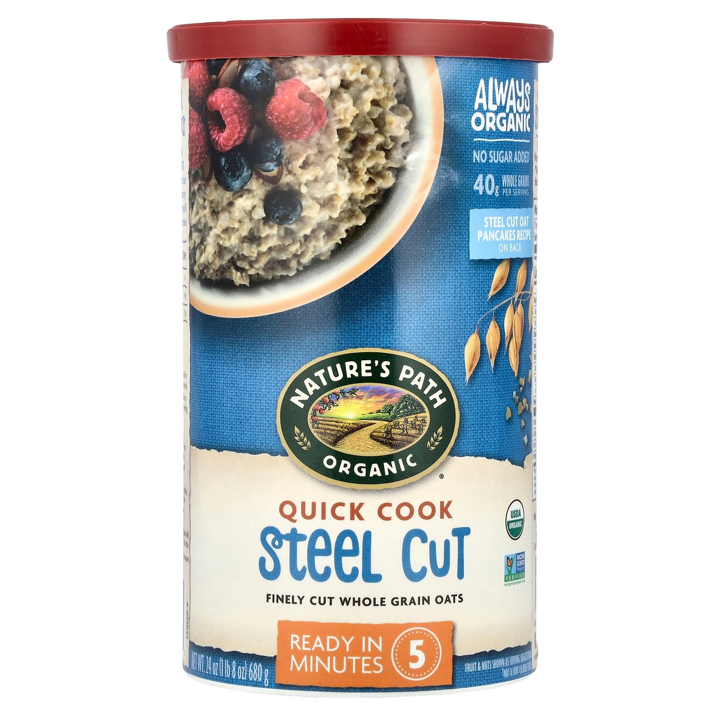 Nature's Path, Organic Whole Grain Oats, Quick Cook Steel Cut, 24 oz (680 g)