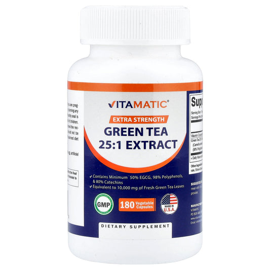Vitamatic, Green Tea, 25:1 Extract, 180 Vegetable Capsules