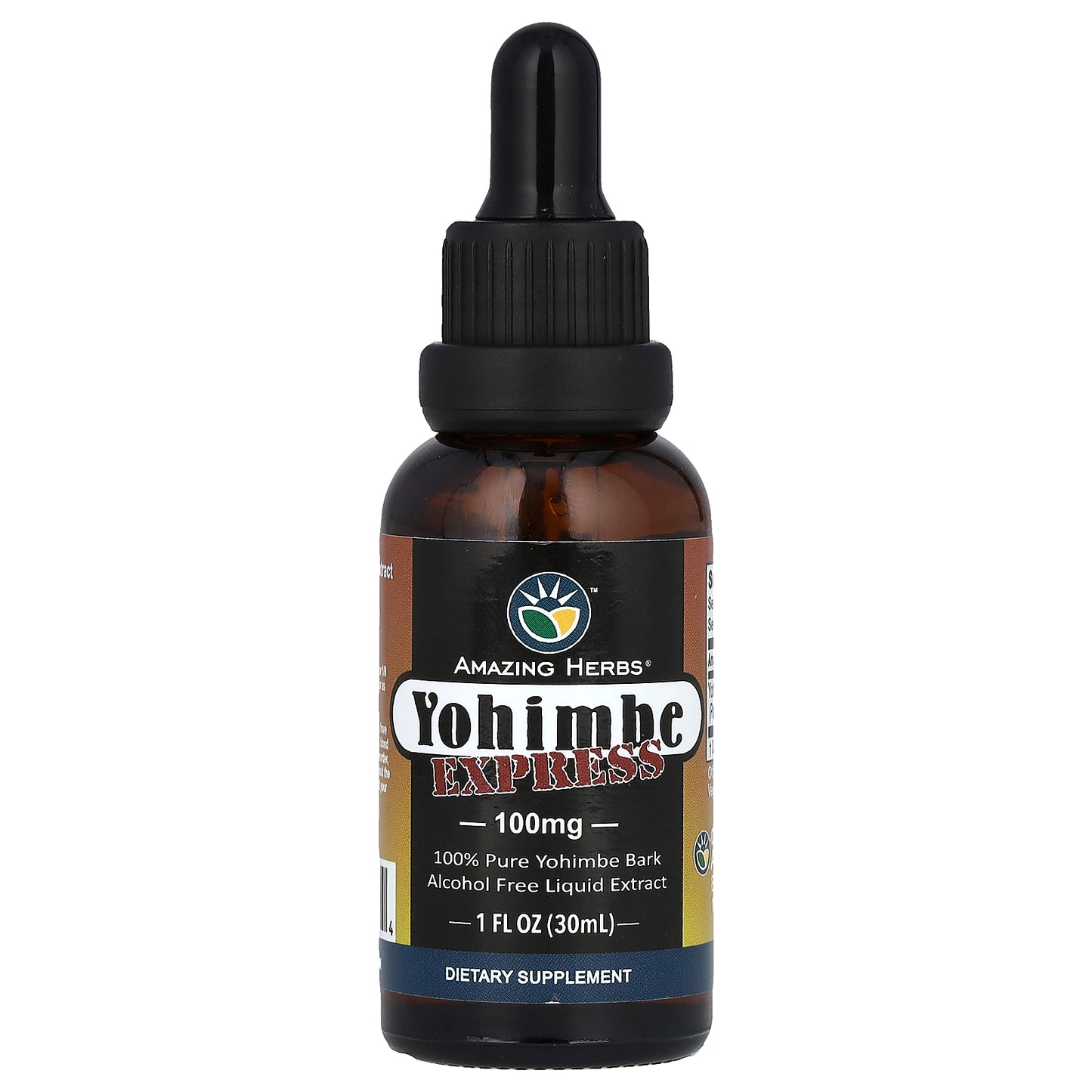 Amazing Herbs, Yohimbe Express Liquid Extract, Alcohol Free, 100 mg, 1 fl oz (30 ml)