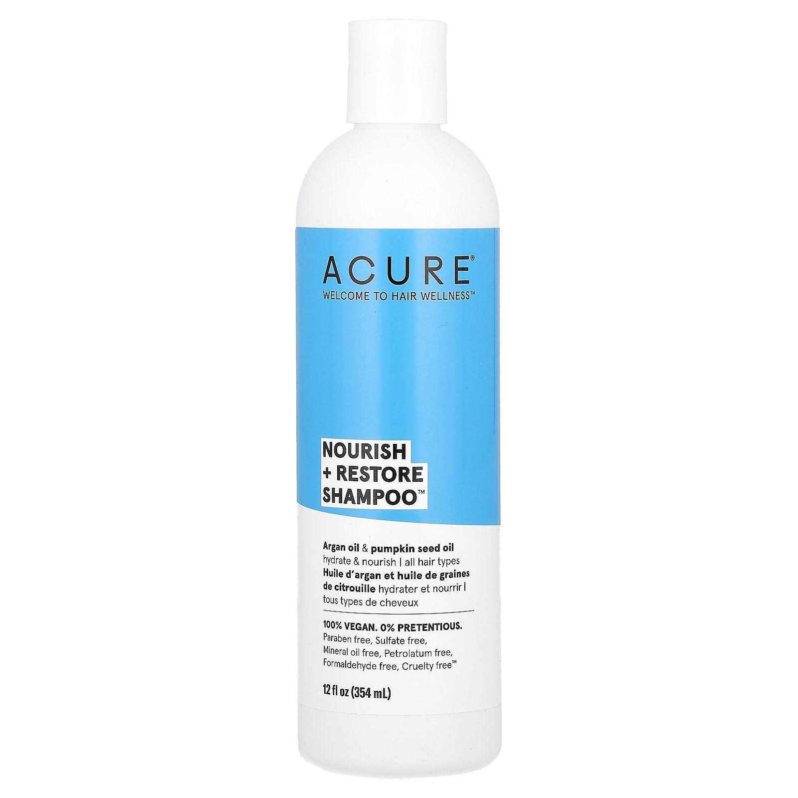 ACURE, Nourish + Restore Shampoo, All Hair Types, Argan Oil & Pumpkin Seed Oil, 12 fl oz (354 ml)