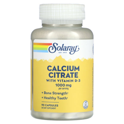 Solaray, Calcium Citrate with Vitamin D-3, 1,000 mg, 90 Capsules