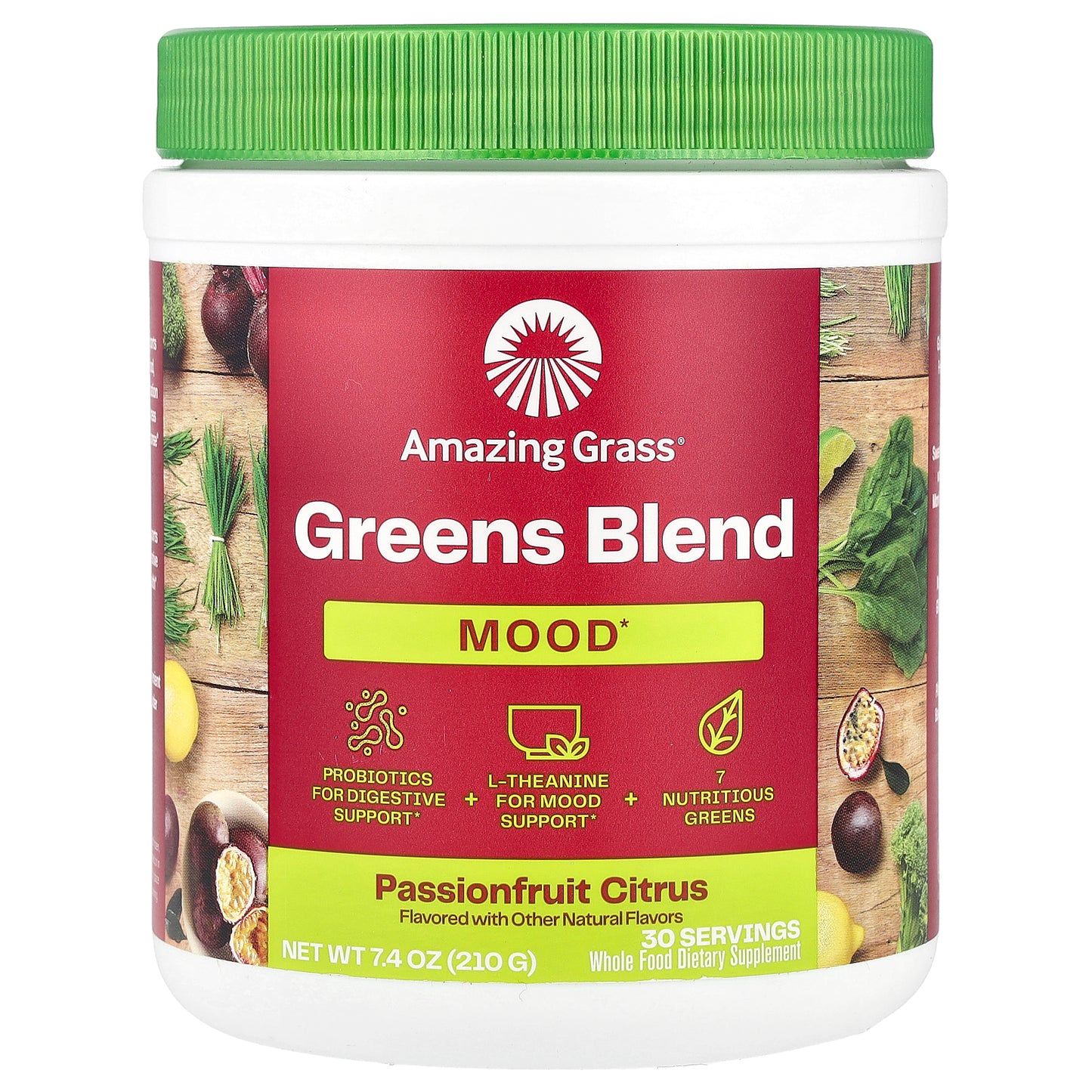 Amazing Grass, Greens Blend, Mood, Passionfruit Citrus, 7.4 oz (210 g)
