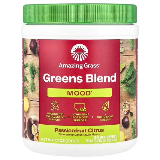 Amazing Grass, Greens Blend, Mood, Passionfruit Citrus, 7.4 oz (210 g)