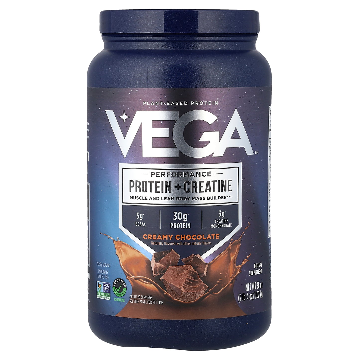 Vega, Plant-Based Performance Protein + Creatine, Creamy Chocolate, 2 lb 4 oz (1.02 kg)