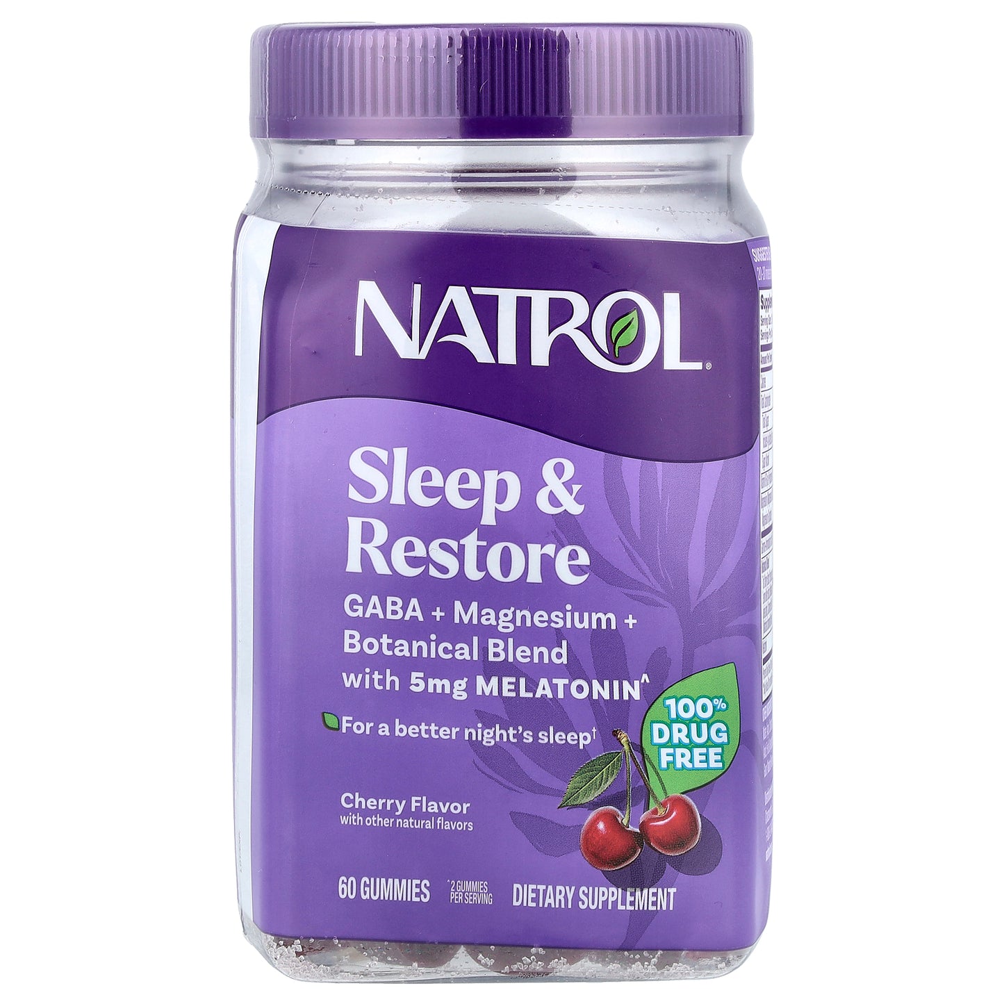 Natrol, Sleep & Restore Gummies with 5 mg Melatonin, Cherry, 60 Gummies