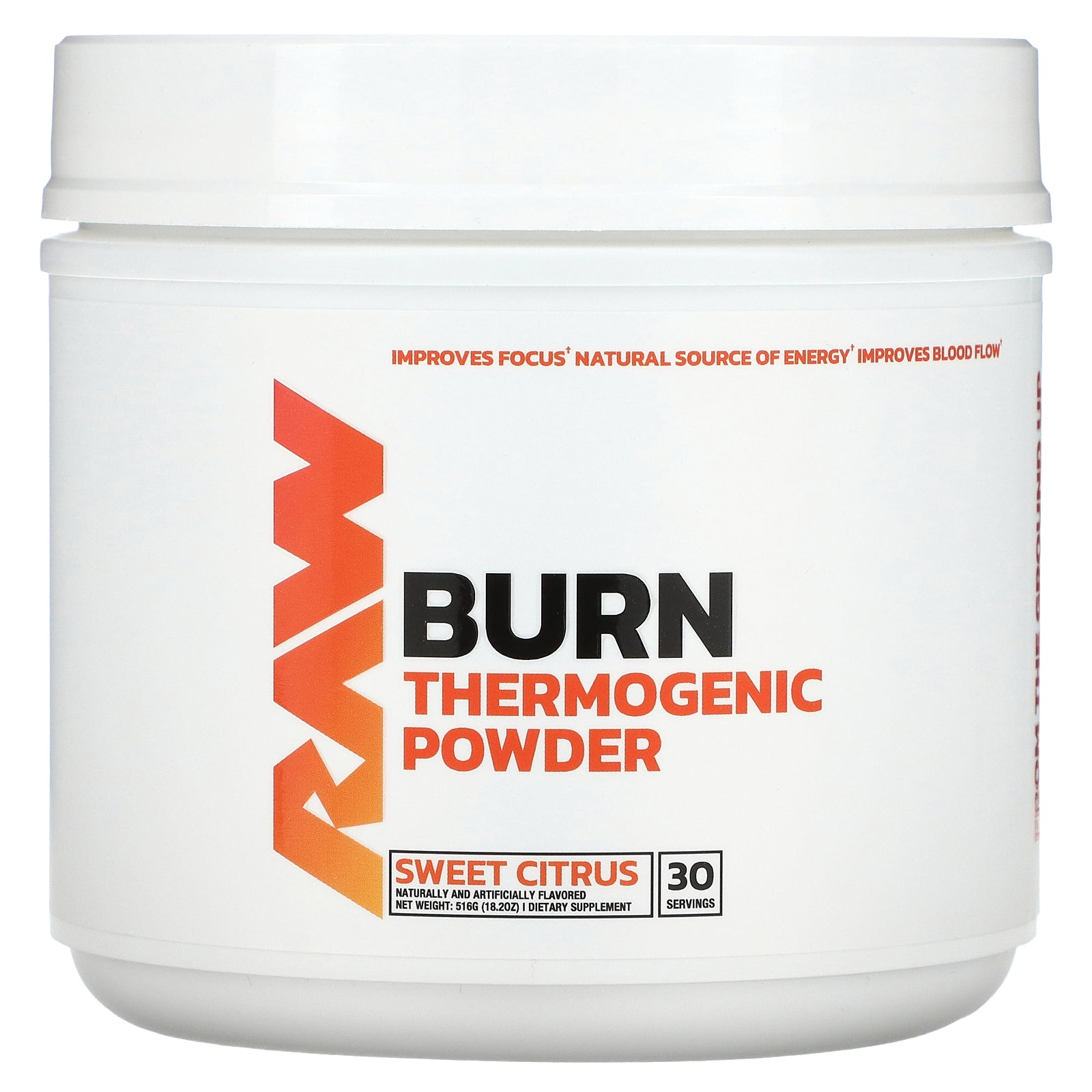 Raw Nutrition, Burn, Thermogenic Powder, Sweet Citrus, 18.2 oz (516 g)