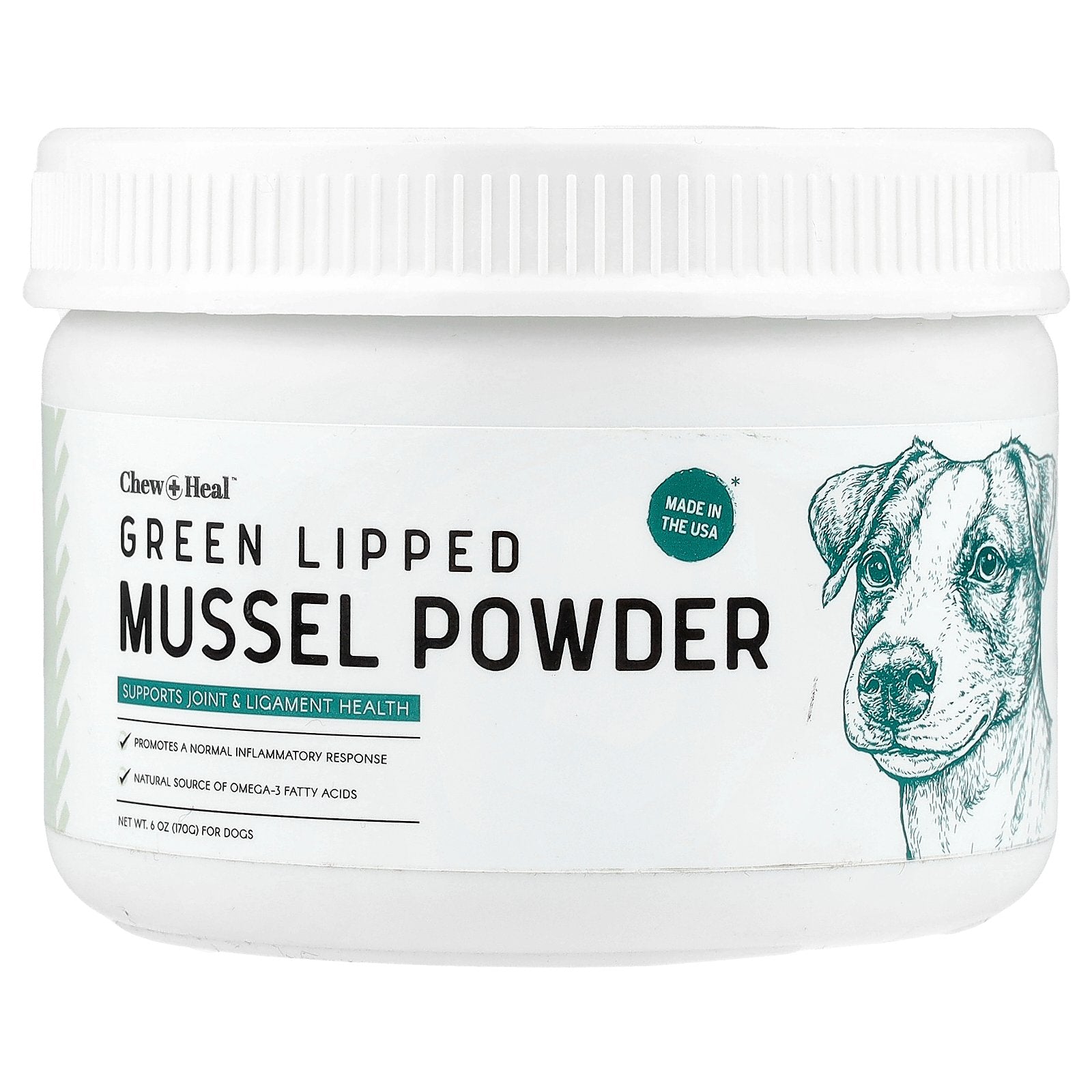 Chew + Heal, Green Lipped Mussel Powder, For Dogs, 6 oz (170 g)