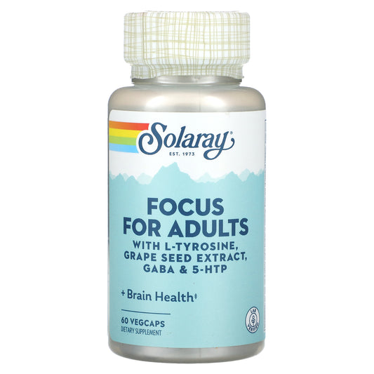 Solaray, Focus For Adults with L-Tyrosine, Grape Seed Extract, Gaba & 5-HTP, 60 VegCaps