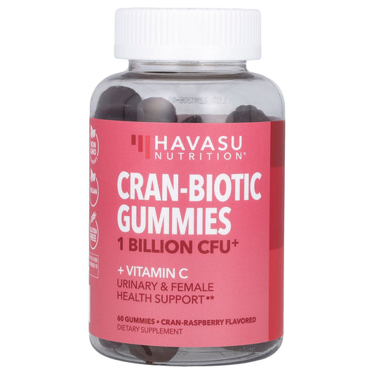 Havasu Nutrition, Cran-Biotic Gummies, Cran-Raspberry, 1 Billion CFU, 60 Gummies