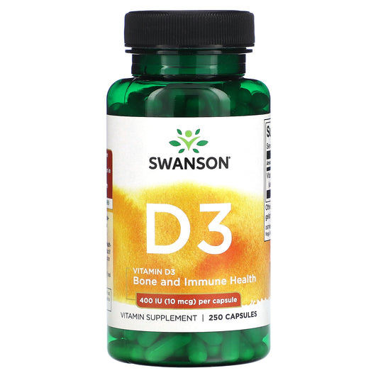 Swanson, Vitamin D3, 400 IU (10 mcg), 250 Capsules