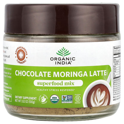 Organic India, Chocolate Moringa Latte, Superfood Mix, 3.52 oz (100 g)