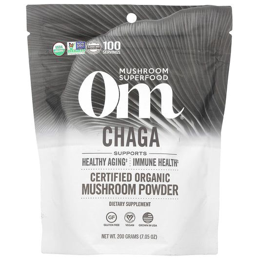 Om Mushrooms, Certified Organic Mushroom Powder, Chaga, 7.05 oz (200 g)