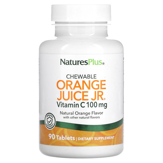 NaturesPlus, Chewable Orange Juice Jr, Vitamin C, Natural Orange, 100 mg, 90 Tablets