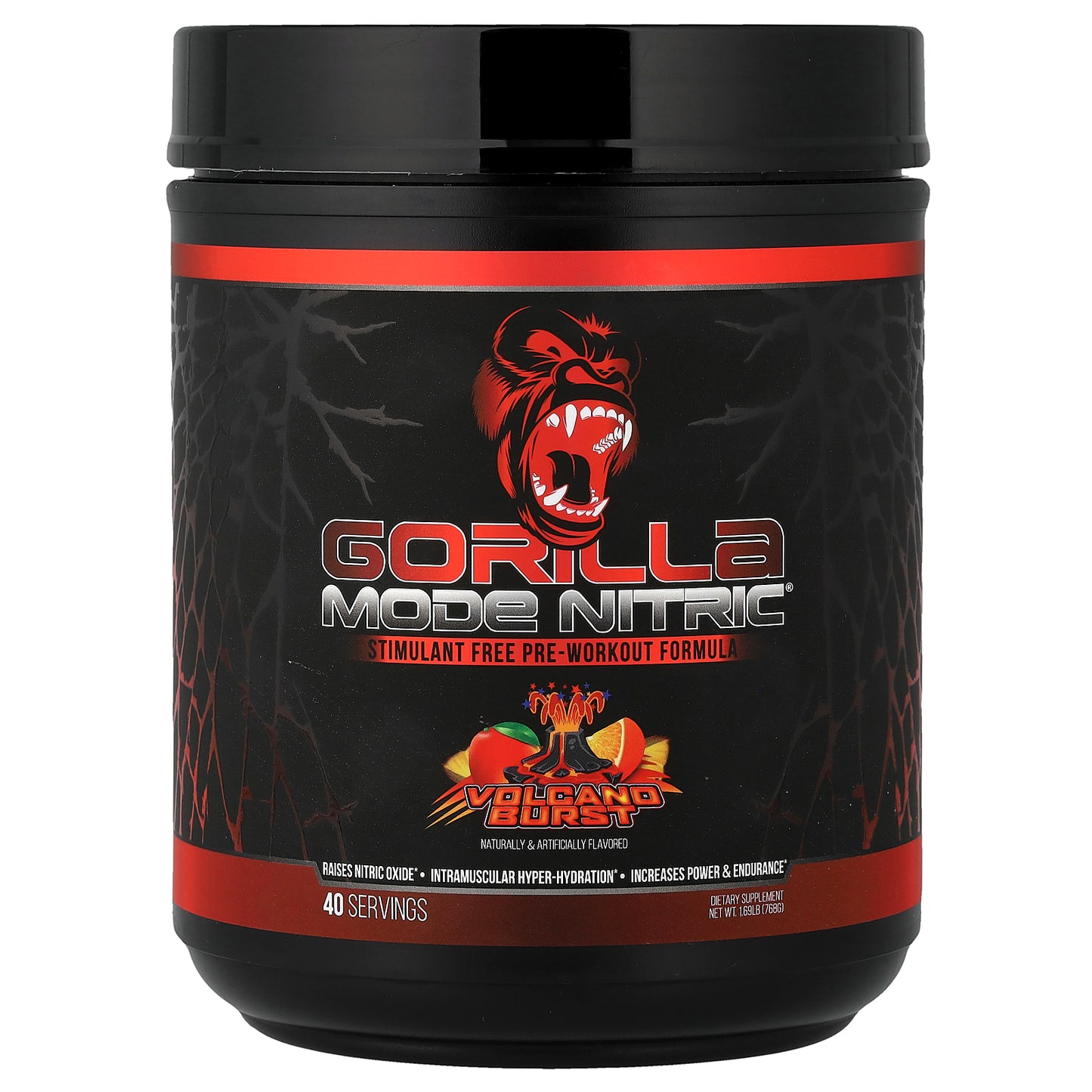 Gorilla Mind, Mode Nitric®, Stimulant Free Pre-Workout Formula, Volcano Burst, 1.69 lb (768 g)