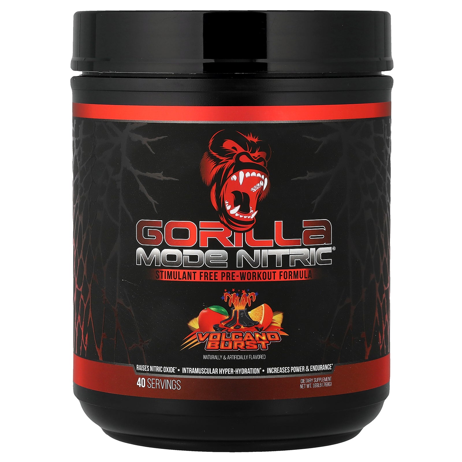 Gorilla Mind, Mode Nitric®, Stimulant Free Pre-Workout Formula, Volcano Burst, 1.69 lb (768 g)