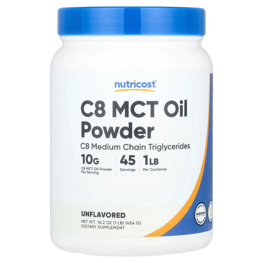 Nutricost, C8 MCT Oil Powder, Unflavored, 16.2 oz (454 g)