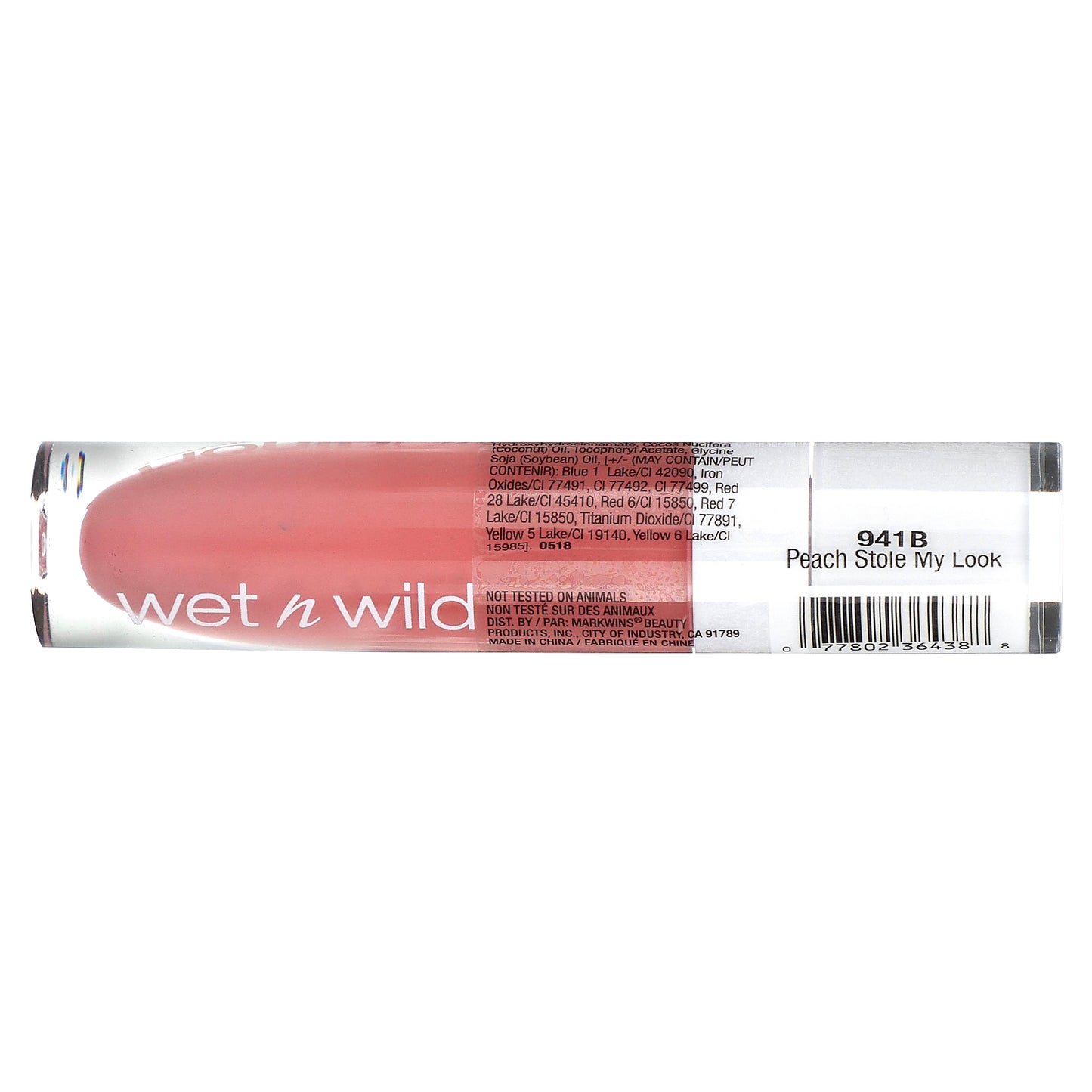 wet n wild, MegaLast, Liquid Catsuit, High-Shine Lipstick, 941B Peach Stole My Look, 0.2 oz (5.7 g)