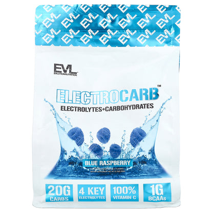 EVLution Nutrition, Electrocarb™, Electrolytes+Carbohydrates, Blue Rasberry, 31.75 oz (900 g)