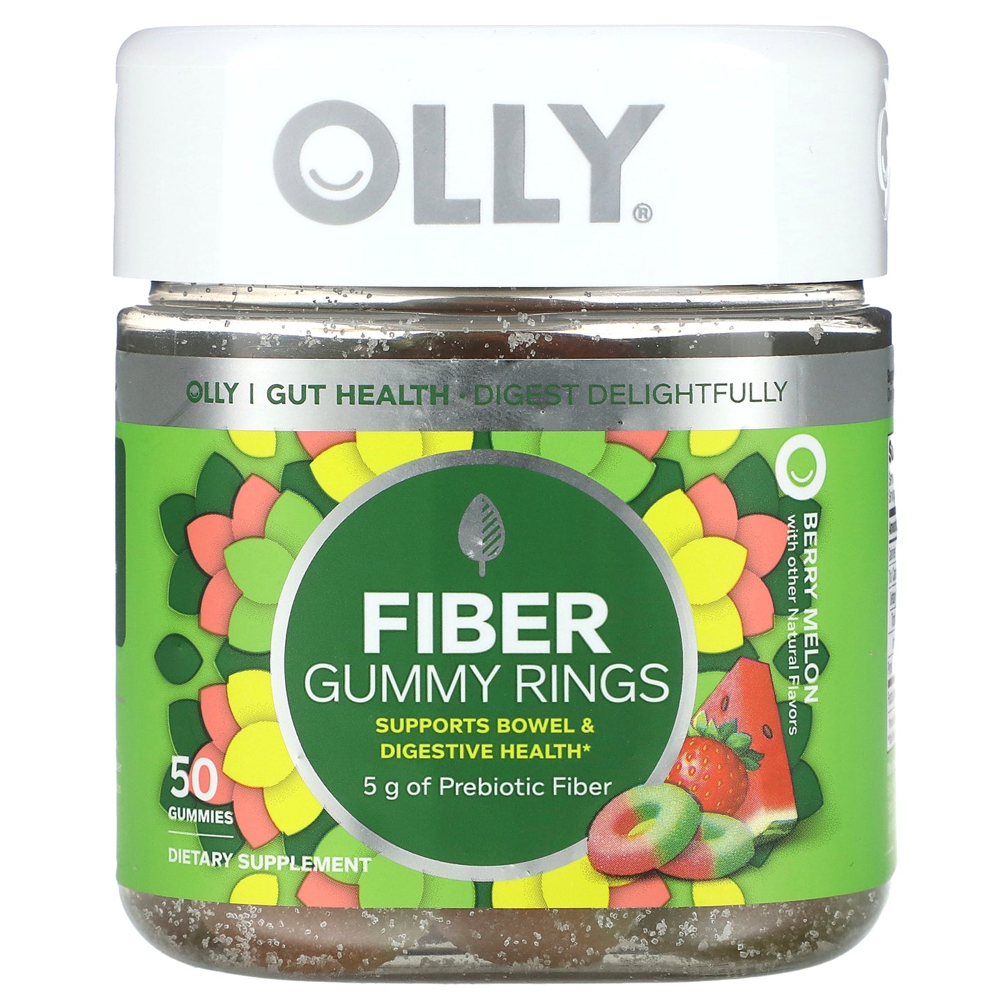 OLLY, Fiber Gummy Rings, Berry Melon, 50 Gummies (2.5 g per Gummy)