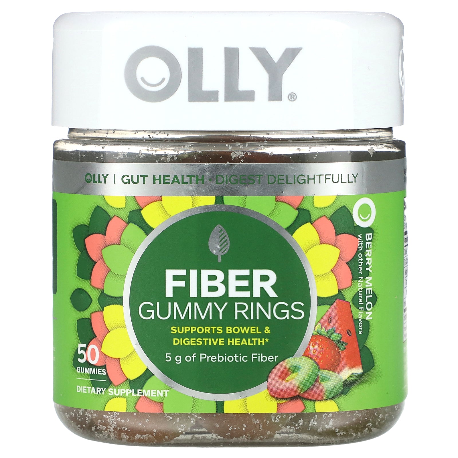 OLLY, Fiber Gummy Rings, Berry Melon, 50 Gummies (2.5 g per Gummy)