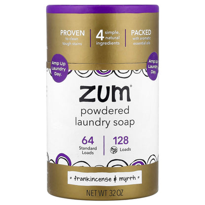 ZUM, Powdered Laundry Soap, Frankincense & Myrrh, 32 oz
