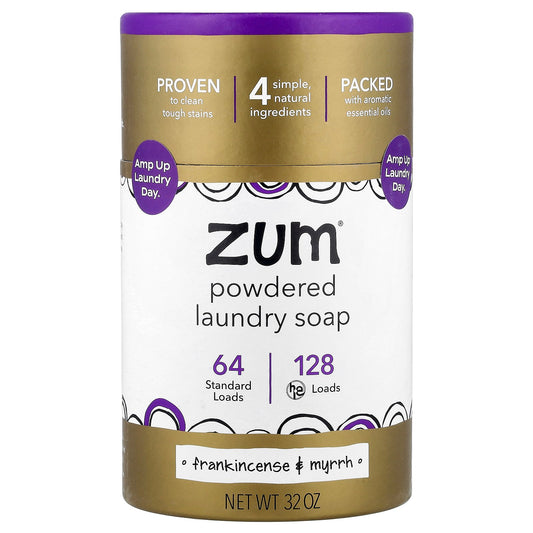 ZUM, Powdered Laundry Soap, Frankincense & Myrrh, 32 oz