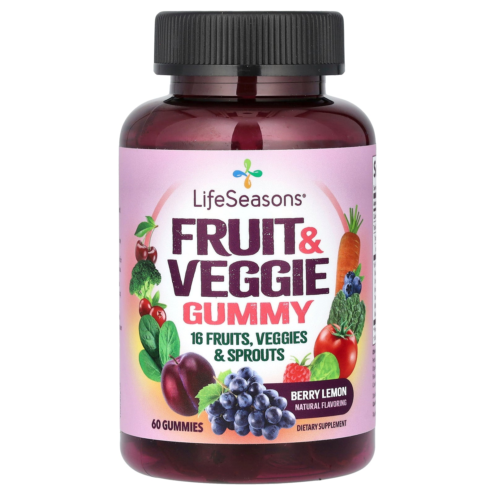 LifeSeasons, Fruit & Veggie Gummy, Berry Lemon, 60 Gummies